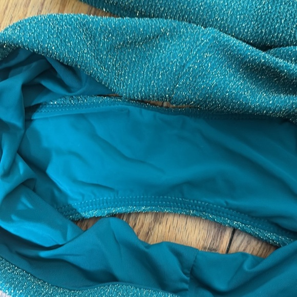 Andie Bikini Set Delray Top 90s High Waisted Bottom green sparkle sz S NWT/NWOT - Picture 5 of 8